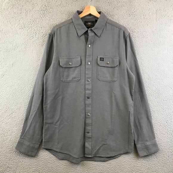 Harley-Davidson Men's Solid Grey Snap On Button woven shirt size M - Picture 1 of 9